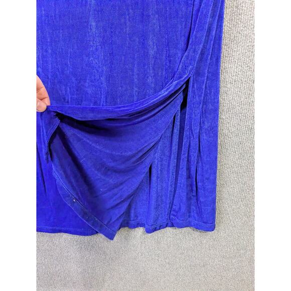Citiknits Maxi Dress Womens XL Stretchy Pullover Minimal Slinky Full Long Cobalt - Picture 6 of 16